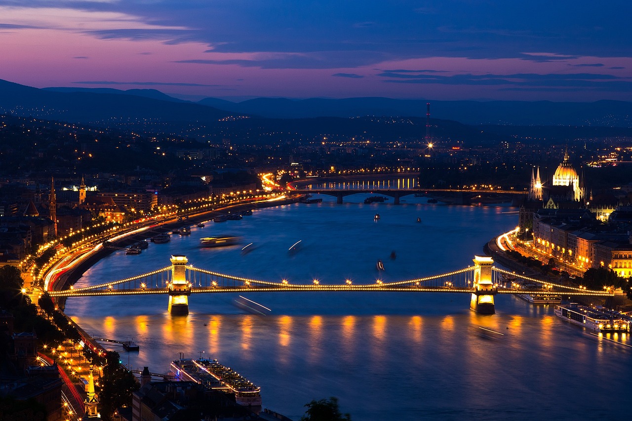 evening, city, bridge, chain bridge, budapest, danube, hungary, cityscape, night, river, budapest, budapest, budapest, budapest, budapest, hungary